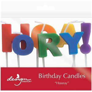 JAM Paper Specialty - 'Hooray!' Birthday Candle Set - 2 3/4" x 3/4" - 7 Candles